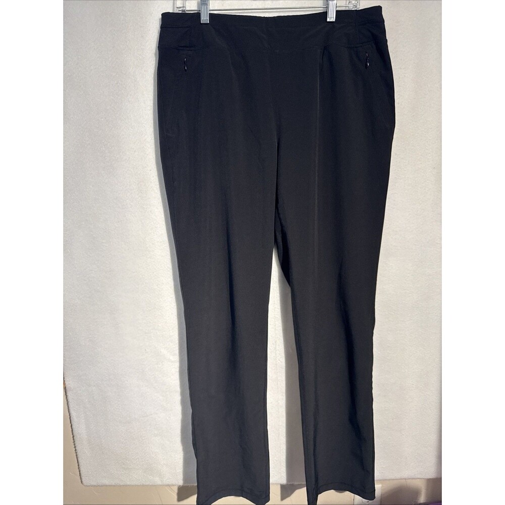 Chicos Zenergy Black Ankle Pants Womens Size 1.5 US 10 Pull On Zip Pocket Yoga